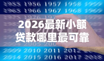 2026最新小额贷款哪里最可靠，总结十个电商贷款平台！