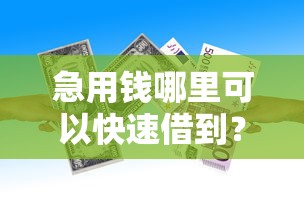 急用钱哪里可以快速借到？10000元无门槛借款平台推荐，5个极速贷款平台盘点